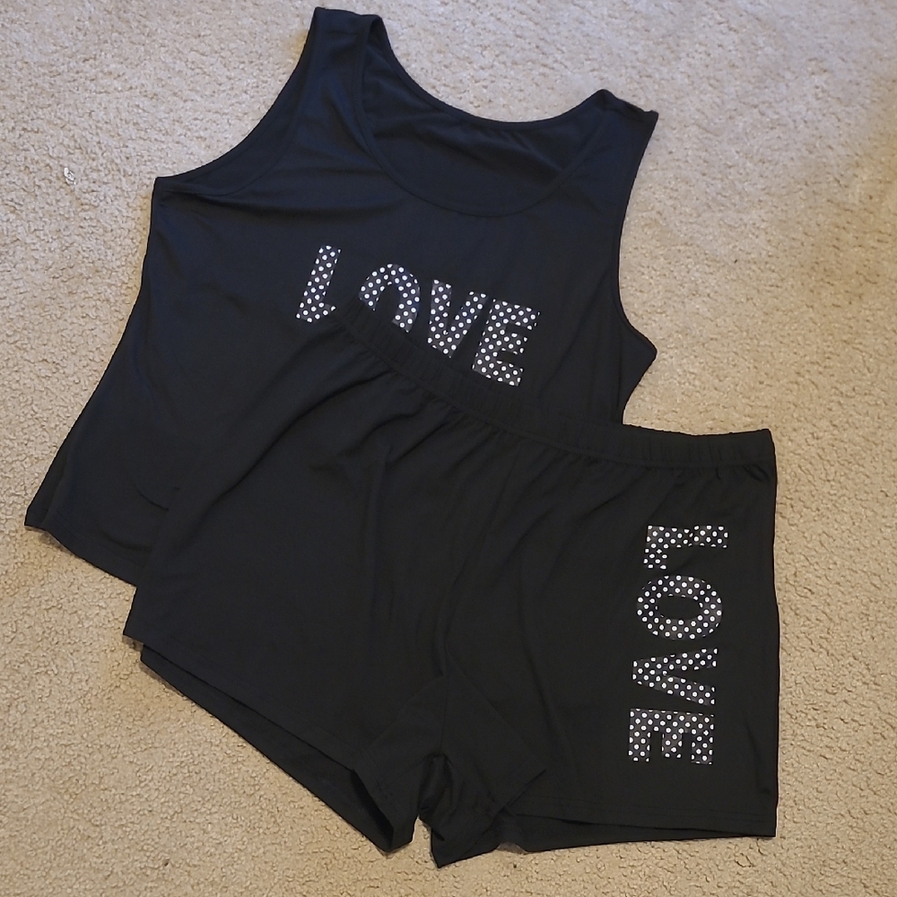 SHEIN Black Pajama Set with White Accents